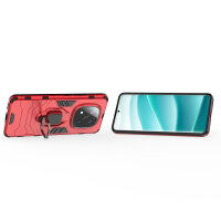 Hülle für Xiaomi Redmi Note 14 Pro+ Handyhülle Drehbar Ringhalter Magnet Bumper Case in Rot