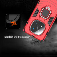 Hülle für Xiaomi Redmi Note 14 Pro+ Handyhülle Drehbar Ringhalter Magnet Bumper Case in Rot