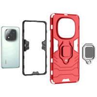 Hülle für Xiaomi Redmi Note 14 Pro+ Handyhülle Drehbar Ringhalter Magnet Bumper Case in Rot