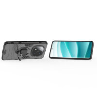 Hülle für Xiaomi Redmi Note 14 Pro+ Handyhülle Drehbar Ringhalter Magnet Bumper Case in Schwarz