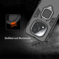 Hülle für Xiaomi Redmi Note 14 Pro+ Handyhülle Drehbar Ringhalter Magnet Bumper Case in Schwarz