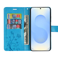 Hülle für Samsung Galaxy S25 Handyhülle Handy Tasche Wallet Case Flip Cover in Blau