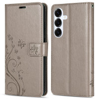 Hülle für Samsung Galaxy S25 Handyhülle Handy Tasche Wallet Case Flip Cover in Grau