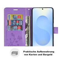 Hülle für Samsung Galaxy S25 Handyhülle Handy Tasche Wallet Case Flip Cover in Lila