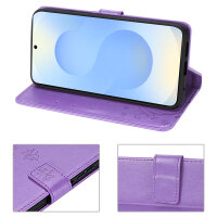 Hülle für Samsung Galaxy S25 Handyhülle Handy Tasche Wallet Case Flip Cover in Lila