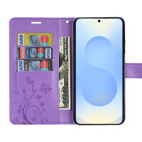 Hülle für Samsung Galaxy S25 Handyhülle Handy Tasche Wallet Case Flip Cover in Lila