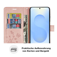 Hülle für Samsung Galaxy S25 Handyhülle Handy Tasche Wallet Case Flip Cover in Rosegold