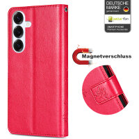 Hülle für Samsung Galaxy S25 Handyhülle Handy Tasche Wallet Case Flip Cover in Rot