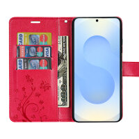 Hülle für Samsung Galaxy S25 Handyhülle Handy Tasche Wallet Case Flip Cover in Rot