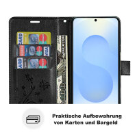 Hülle für Samsung Galaxy S25 Handyhülle Handy Tasche Wallet Case Flip Cover in Schwarz