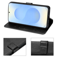 Hülle für Samsung Galaxy S25 Handyhülle Handy Tasche Wallet Case Flip Cover in Schwarz