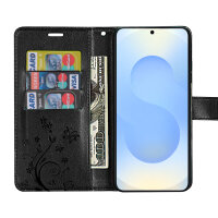Hülle für Samsung Galaxy S25 Handyhülle Handy Tasche Wallet Case Flip Cover in Schwarz