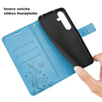 Hülle für Samsung Galaxy S25+ Handyhülle Handy Tasche Wallet Case Flip Cover in Blau