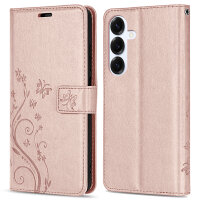 Hülle für Samsung Galaxy S25+ Handyhülle Handy Tasche Wallet Case Flip Cover in Rosegold