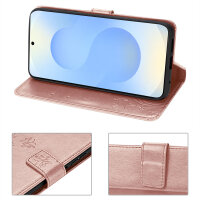 Hülle für Samsung Galaxy S25+ Handyhülle Handy Tasche Wallet Case Flip Cover in Rosegold