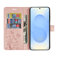 Hülle für Samsung Galaxy S25+ Handyhülle Handy Tasche Wallet Case Flip Cover in Rosegold