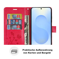Hülle für Samsung Galaxy S25+ Handyhülle Handy Tasche Wallet Case Flip Cover in Rot