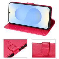 Hülle für Samsung Galaxy S25+ Handyhülle Handy Tasche Wallet Case Flip Cover in Rot