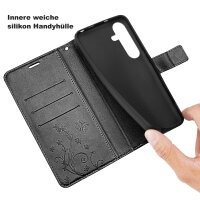 Hülle für Samsung Galaxy S25+ Handyhülle Handy Tasche Wallet Case Flip Cover in Schwarz