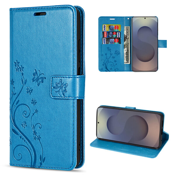 Hülle für Samsung Galaxy S25 Ultra Handyhülle Handy Tasche Wallet Case Flip Cover in Blau