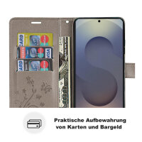 Hülle für Samsung Galaxy S25 Ultra Handyhülle Handy Tasche Wallet Case Flip Cover in Grau
