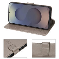 Hülle für Samsung Galaxy S25 Ultra Handyhülle Handy Tasche Wallet Case Flip Cover in Grau