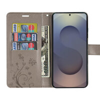 Hülle für Samsung Galaxy S25 Ultra Handyhülle Handy Tasche Wallet Case Flip Cover in Grau