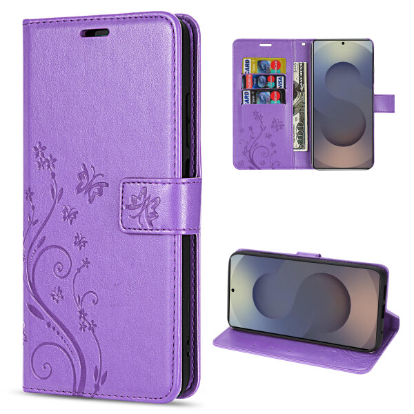 Hülle für Samsung Galaxy S25 Ultra Handyhülle Handy Tasche Wallet Case Flip Cover in Lila