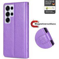 Hülle für Samsung Galaxy S25 Ultra Handyhülle Handy Tasche Wallet Case Flip Cover in Lila
