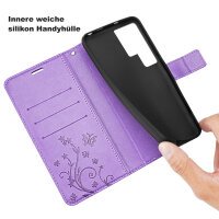 Hülle für Samsung Galaxy S25 Ultra Handyhülle Handy Tasche Wallet Case Flip Cover in Lila