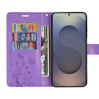 Hülle für Samsung Galaxy S25 Ultra Handyhülle Handy Tasche Wallet Case Flip Cover in Lila