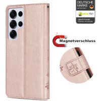Hülle für Samsung Galaxy S25 Ultra Handyhülle Handy Tasche Wallet Case Flip Cover in Rosegold