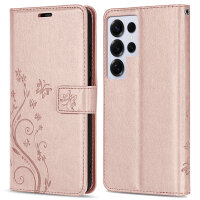 Hülle für Samsung Galaxy S25 Ultra Handyhülle Handy Tasche Wallet Case Flip Cover in Rosegold