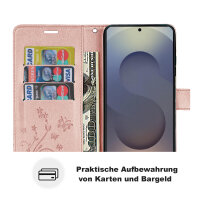 Hülle für Samsung Galaxy S25 Ultra Handyhülle Handy Tasche Wallet Case Flip Cover in Rosegold