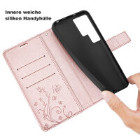 Hülle für Samsung Galaxy S25 Ultra Handyhülle Handy Tasche Wallet Case Flip Cover in Rosegold