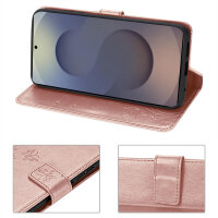 Hülle für Samsung Galaxy S25 Ultra Handyhülle Handy Tasche Wallet Case Flip Cover in Rosegold