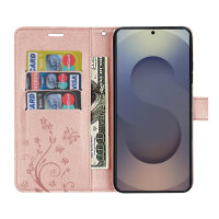 Hülle für Samsung Galaxy S25 Ultra Handyhülle Handy Tasche Wallet Case Flip Cover in Rosegold