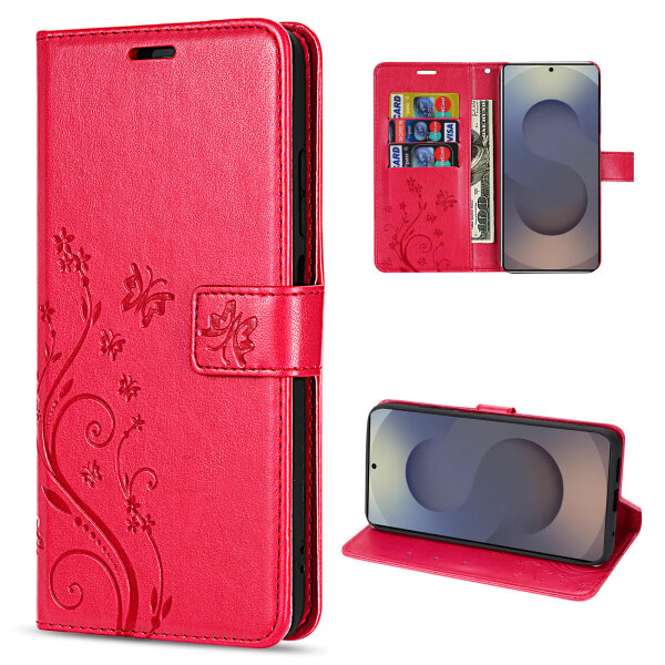Hülle für Samsung Galaxy S25 Ultra Handyhülle Handy Tasche Wallet Case Flip Cover in Rot