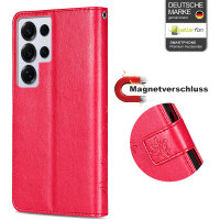 Hülle für Samsung Galaxy S25 Ultra Handyhülle Handy Tasche Wallet Case Flip Cover in Rot