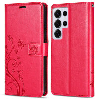 Hülle für Samsung Galaxy S25 Ultra Handyhülle Handy Tasche Wallet Case Flip Cover in Rot