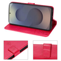 Hülle für Samsung Galaxy S25 Ultra Handyhülle Handy Tasche Wallet Case Flip Cover in Rot