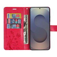 Hülle für Samsung Galaxy S25 Ultra Handyhülle Handy Tasche Wallet Case Flip Cover in Rot