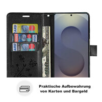 Hülle für Samsung Galaxy S25 Ultra Handyhülle Handy Tasche Wallet Case Flip Cover in Schwarz