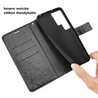 Hülle für Samsung Galaxy S25 Ultra Handyhülle Handy Tasche Wallet Case Flip Cover in Schwarz