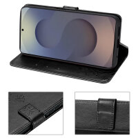 Hülle für Samsung Galaxy S25 Ultra Handyhülle Handy Tasche Wallet Case Flip Cover in Schwarz