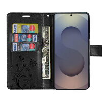 Hülle für Samsung Galaxy S25 Ultra Handyhülle Handy Tasche Wallet Case Flip Cover in Schwarz