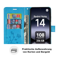 Hülle für Xiaomi Redmi Note 14 4G, Handy Tasche Handyhülle Wallet Case Flip Cover in Blau