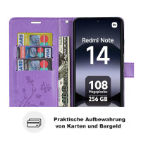Hülle für Xiaomi Redmi Note 14 4G, Handy Tasche Handyhülle Wallet Case Flip Cover in Lila
