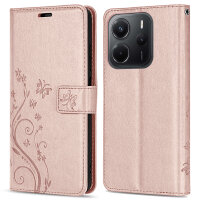 Hülle für Xiaomi Redmi Note 14 4G, Handy Tasche Handyhülle Wallet Case Flip Cover in Rosegold