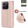 Hülle für Xiaomi Redmi Note 14 4G, Handy Tasche Handyhülle Wallet Case Flip Cover in Rosegold